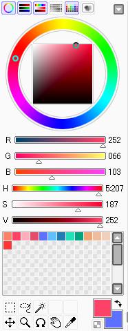 カラーサークル、RGＢ、ＨＳＶスライダ